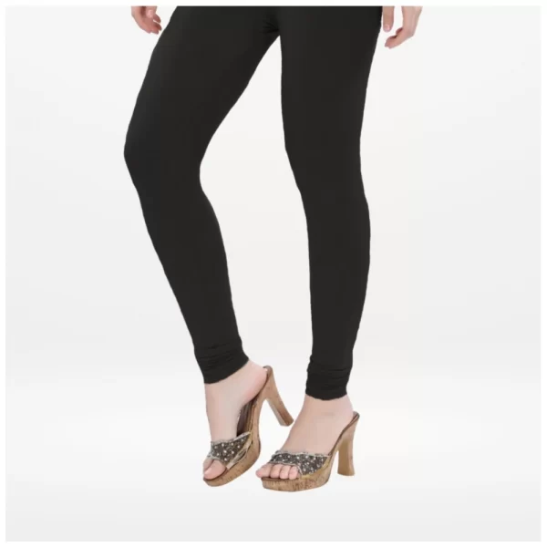 Generic Women's Cotton Blended Solid Churidar leggings (Black) - Image 5