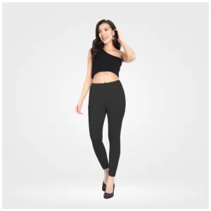 Generic Women's Cotton Blended Solid Ankle legging (Black)