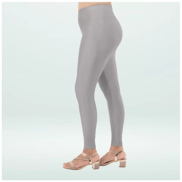 Generic Women's Cotton Blended Solid Shimmer Ankle leggings (Silver Gray) - Image 3