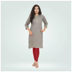 Generic Women's Cotton Blended Solid Shimmer Ankle leggings (Red Maroon)