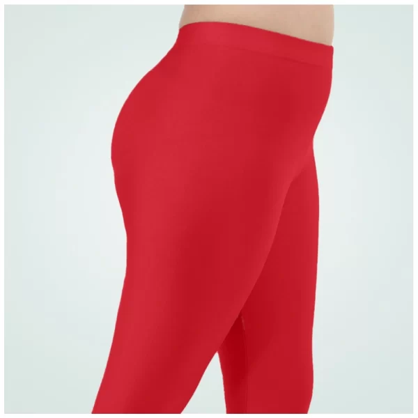 Generic Women's Cotton Blended Solid Shimmer Ankle leggings (Red) - Image 2