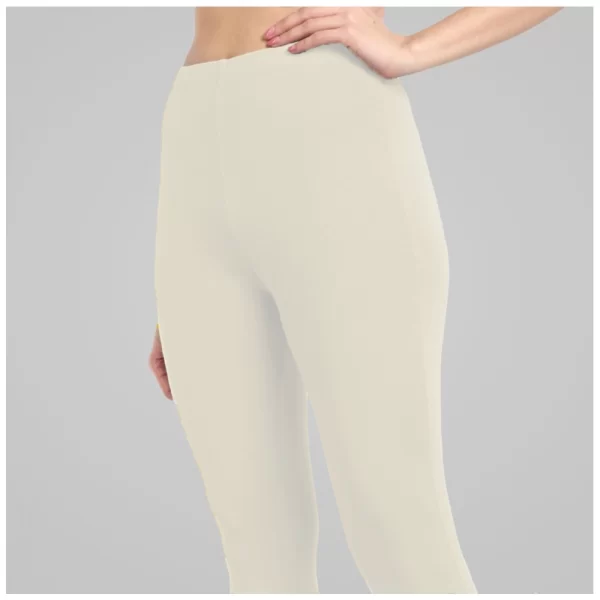Generic Women's Cotton Blended Solid Ankle legging (Off White) - Image 4