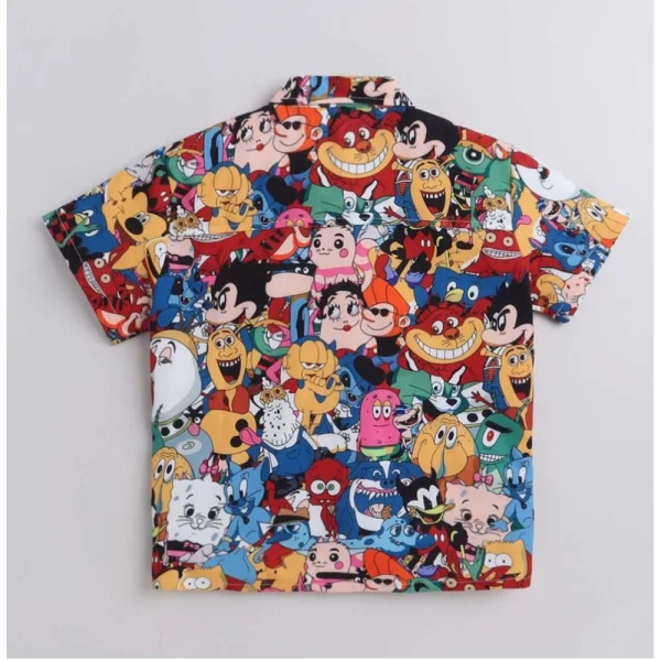 Generic Boy's Lycra Blend Printed Short Sleeve Shirt and Shorts Set (MultiColor) - Image 4