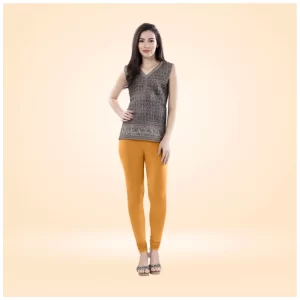 Generic Women's Cotton Blended Solid Churidar leggings (Mustard Yellow)