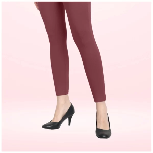 Generic Women's Cotton Blended Solid Ankle legging (Maroon) - Image 3