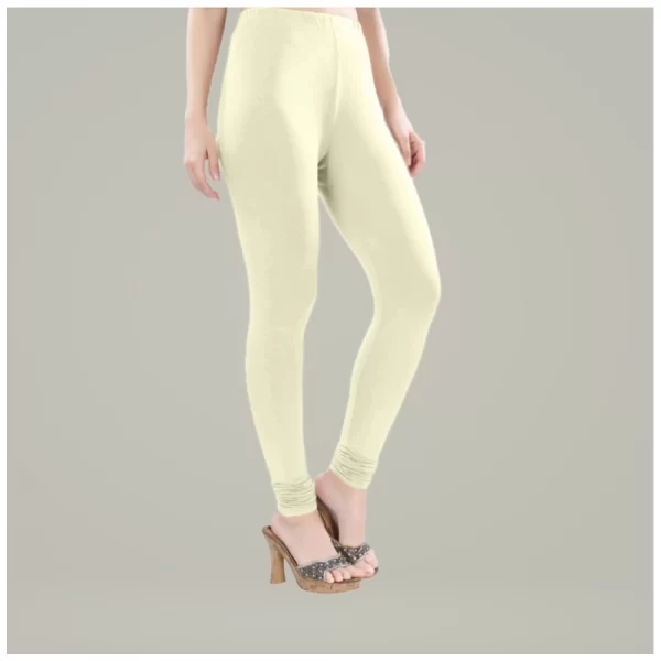 Generic Women's Cotton Blended Solid Churidar leggings (Cream) - Image 2