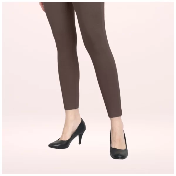 Generic Women's Cotton Blended Solid Ankle legging (Brown) - Image 3