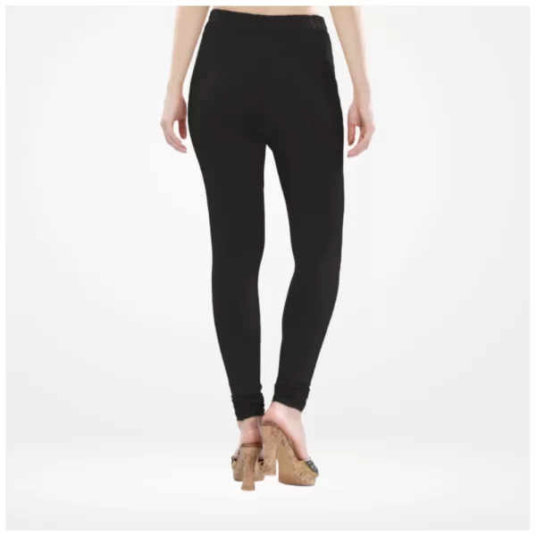 Generic Women's Cotton Blended Solid Churidar leggings (Black) - Image 4