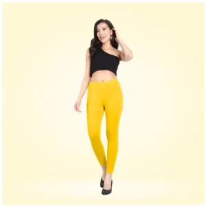 Generic Women's Cotton Blended Solid Ankle legging (Yellow)