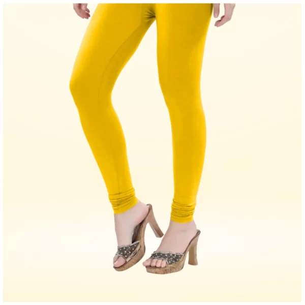 Generic Women's Cotton Blended Solid Churidar leggings (Yellow) - Image 4