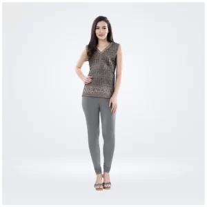 Generic Women's Cotton Blended Solid Churidar leggings (Silver Gray)
