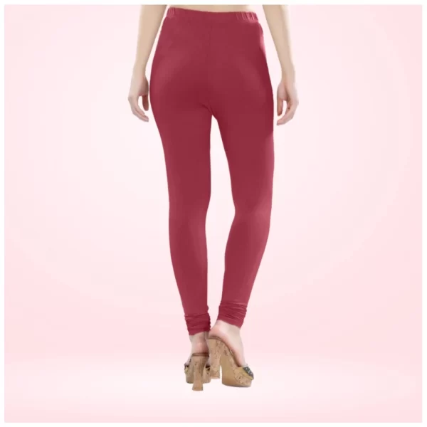 Generic Women's Cotton Blended Solid Churidar leggings (Red Maroon) - Image 3
