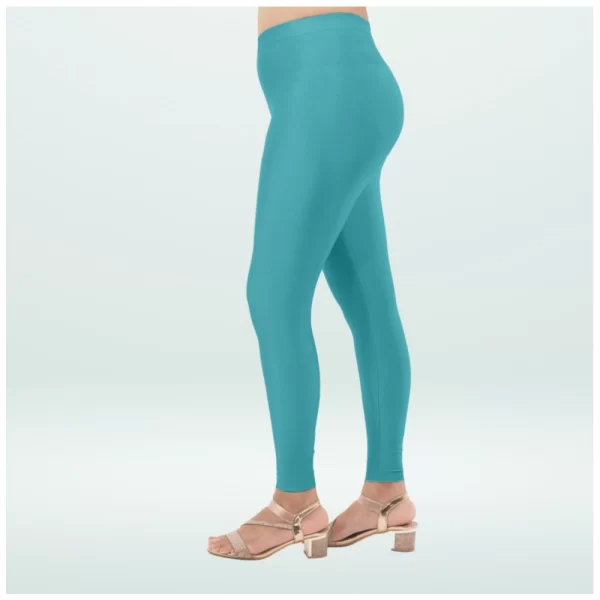Generic Women's Cotton Blended Solid Shimmer Ankle leggings (Blue) - Image 3