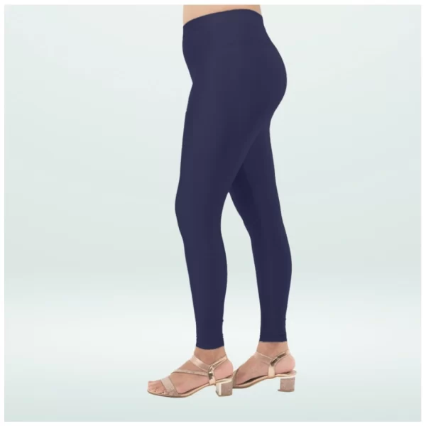 Generic Women's Cotton Blended Solid Shimmer Ankle leggings (Navy Blue) - Image 4