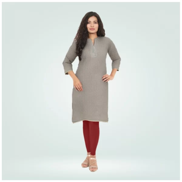 Generic Women's Cotton Blended Solid Shimmer Ankle leggings (Maroon)