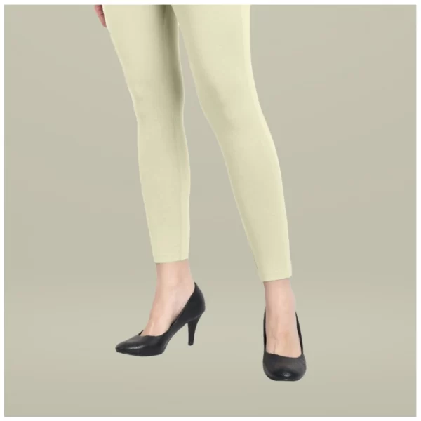 Generic Women's Cotton Blended Solid Ankle legging (Cream) - Image 4