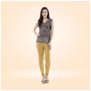 Generic Women's Cotton Blended Solid Churidar leggings (Beige)