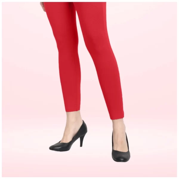 Generic Women's Cotton Blended Solid Ankle legging (Red) - Image 3