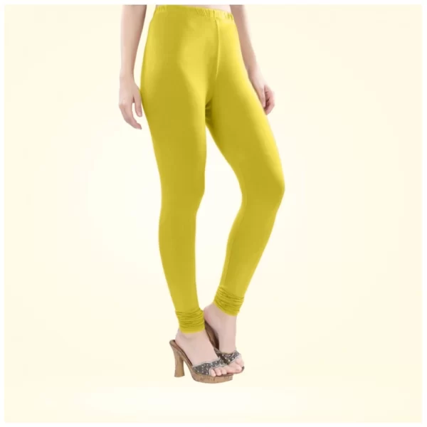 Generic Women's Cotton Blended Solid Churidar leggings (Lemon Yellow) - Image 5