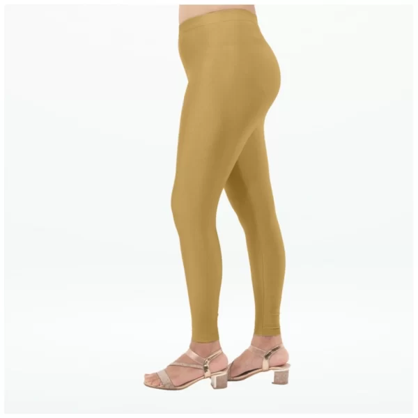 Generic Women's Cotton Blended Solid Shimmer Ankle leggings (Beige) - Image 4