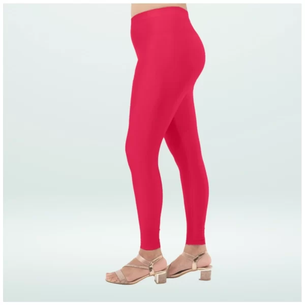 Generic Women's Cotton Blended Solid Shimmer Ankle leggings (Rani) - Image 3