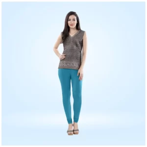 Generic Women's Cotton Blended Solid Churidar leggings (Blue)