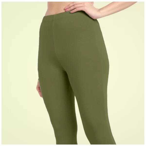 Generic Women's Cotton Blended Solid Ankle legging (Olive Green) - Image 3