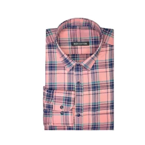 Generic Men's Cotton Lycra Full Sleeve Checked Casual Shirt (Peach)