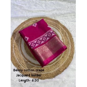 Generic Women's Benny Crape Printed Saree With Unstitched Blouse 5.5Mtr (Wine)