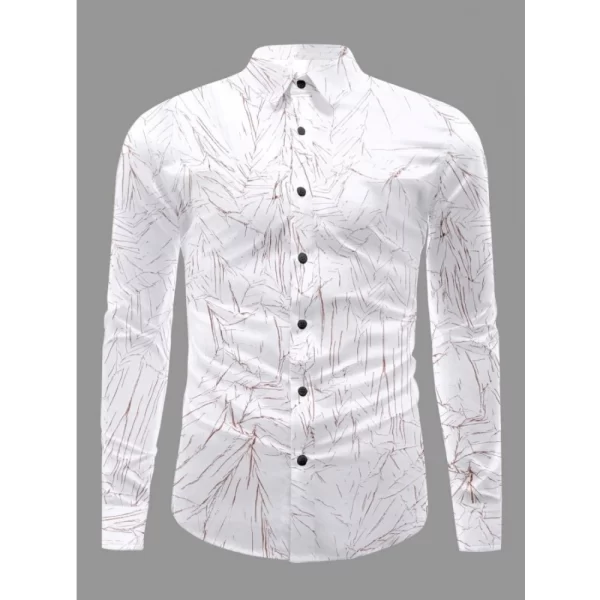 Generic Men's Casual PollyCotton Textured Full Sleeve Collar Shirt (Brown)