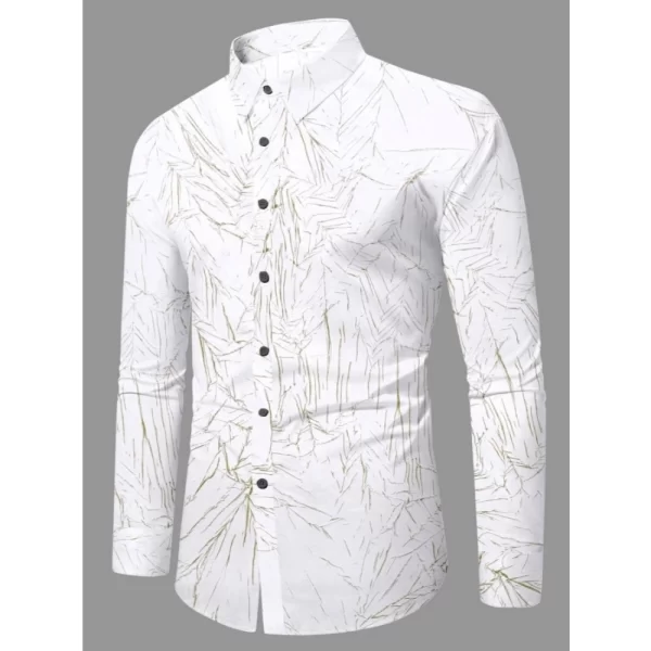 Generic Men's Casual PollyCotton Textured Full Sleeve Collar Shirt (Green) - Image 3
