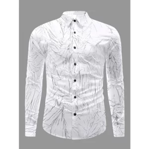 Generic Men's Casual PollyCotton Textured Full Sleeve Collar Shirt (Black)