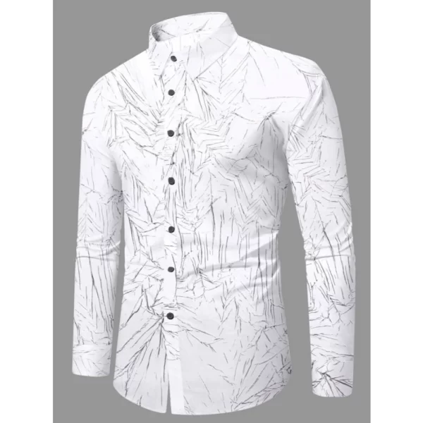 Generic Men's Casual PollyCotton Textured Full Sleeve Collar Shirt (Black) - Image 3