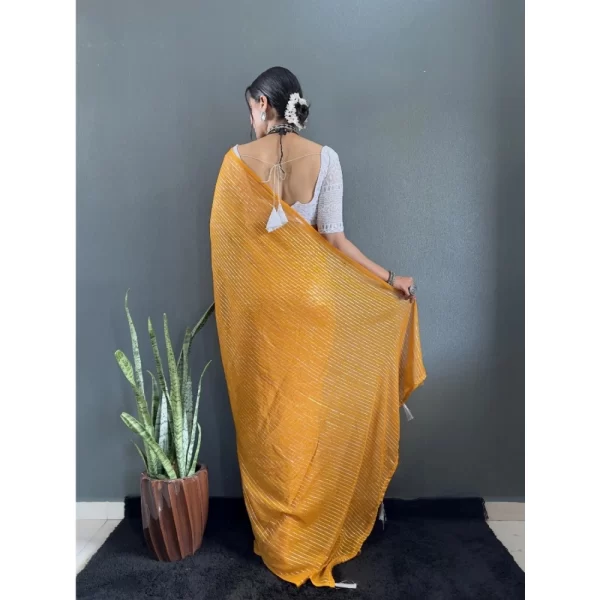 Generic Women's Chiffon Woven Bollywood Saree With Unstitched Blouse (5.5Mtr, Mustard) - Image 2