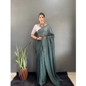 Generic Women's Chiffon Woven Bollywood Saree With Unstitched Blouse (5.5Mtr, Green)