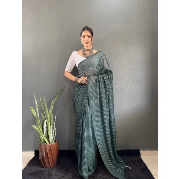 Generic Women's Chiffon Woven Bollywood Saree With Unstitched Blouse (5.5Mtr, Green)