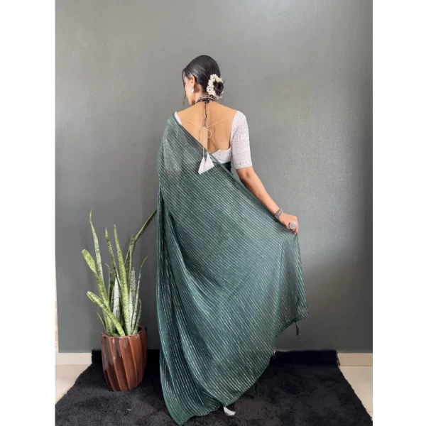 Generic Women's Chiffon Woven Bollywood Saree With Unstitched Blouse (5.5Mtr, Green) - Image 2