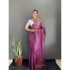 Generic Women's Chiffon Woven Bollywood Saree With Unstitched Blouse (5.5Mtr, Purple)