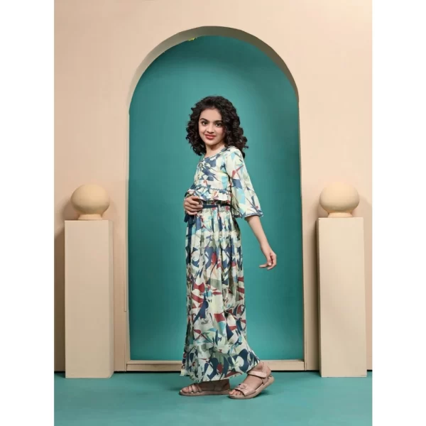 Generic Girl's Maslin Printed Crop Top And Skirt Set (Multicolor) - Image 3
