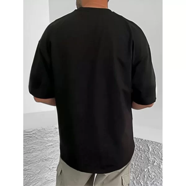 Generic Men's Casual Cotton Blend Printed Round Neck Half Sleeve T-Shirt (Black) - Image 4