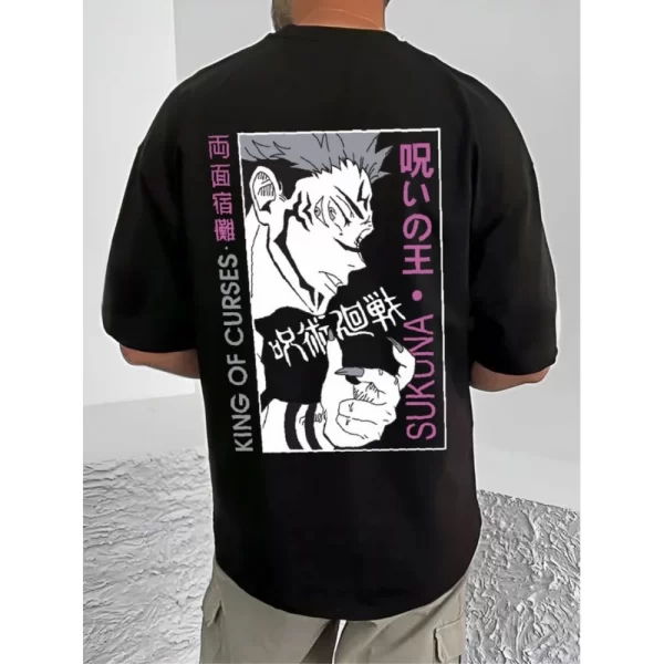 Generic Men's Casual Cotton Blend Printed Round Neck Half Sleeve T-Shirt (Black) - Image 4