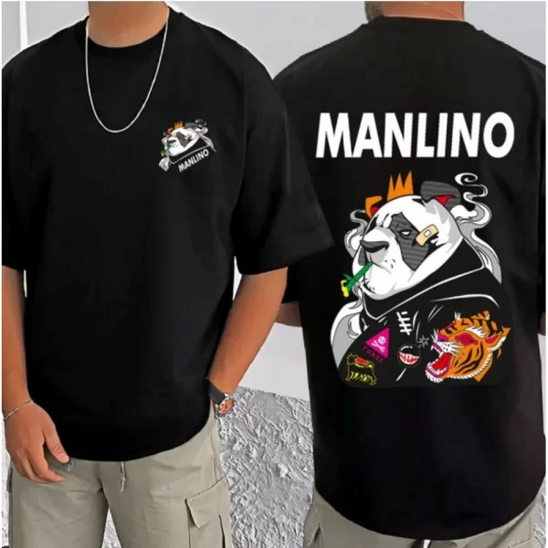 Generic Men's Casual Cotton Blend Printed Round Neck Half Sleeve T-Shirt (Black) - Image 3