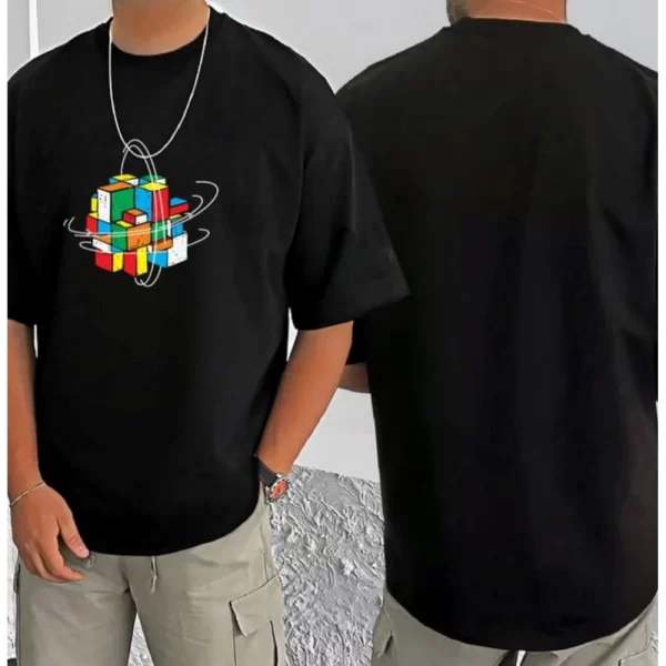 Generic Men's Casual Cotton Blend Printed Round Neck Half Sleeve T-Shirt (Black) - Image 3