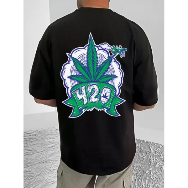 Generic Men's Casual Cotton Blend Printed Round Neck Half Sleeve T-Shirt (Black) - Image 4