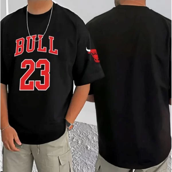 Generic Men's Casual Cotton Blend Printed Round Neck Half Sleeve T-Shirt (Black) - Image 3
