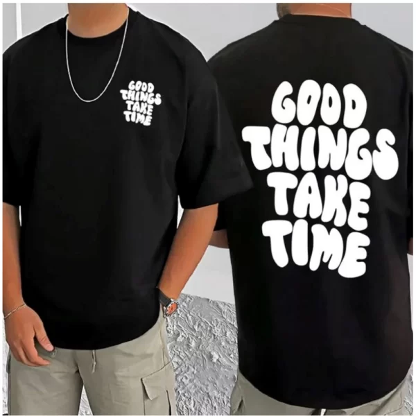 Generic Men's Casual Cotton Blend Printed Round Neck Half Sleeve T-Shirt (Black) - Image 3
