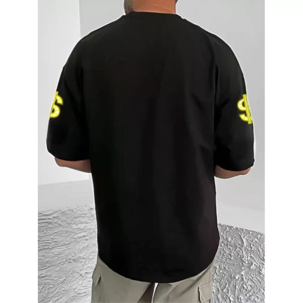 Generic Men's Casual Cotton Blend Printed Round Neck Half Sleeve T-Shirt (Black) - Image 4