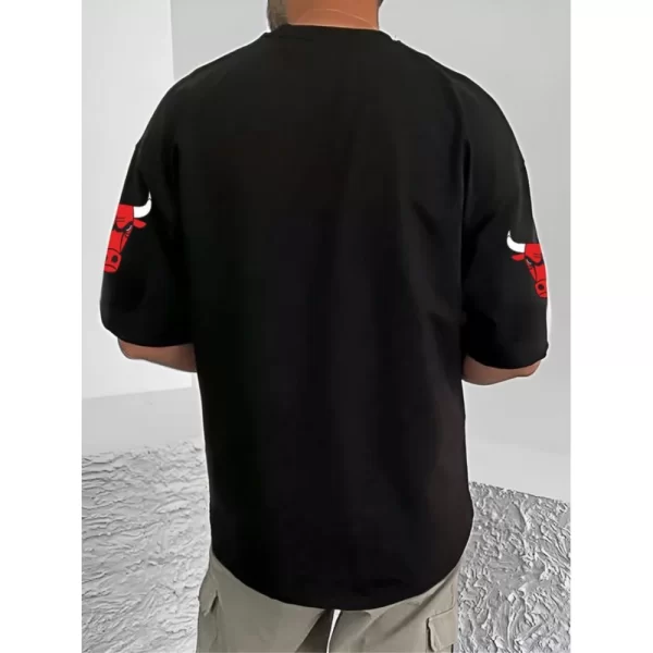 Generic Men's Casual Cotton Blend Printed Round Neck Half Sleeve T-Shirt (Black) - Image 4