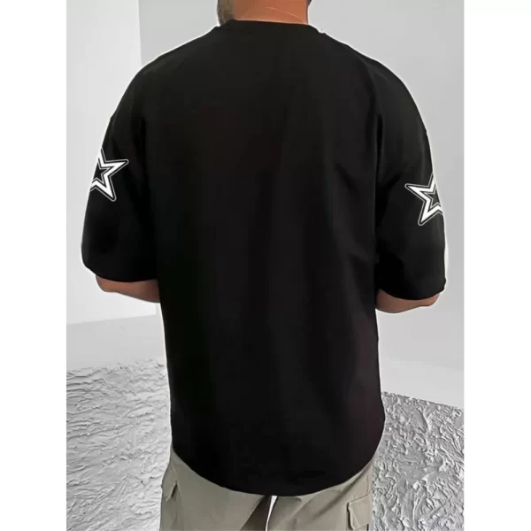 Generic Men's Casual Cotton Blend Printed Round Neck Half Sleeve T-Shirt (Black) - Image 4