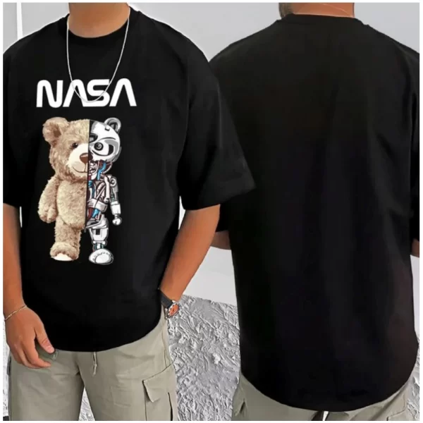 Generic Men's Casual Cotton Blend Printed Round Neck Half Sleeve T-Shirt (Black) - Image 3